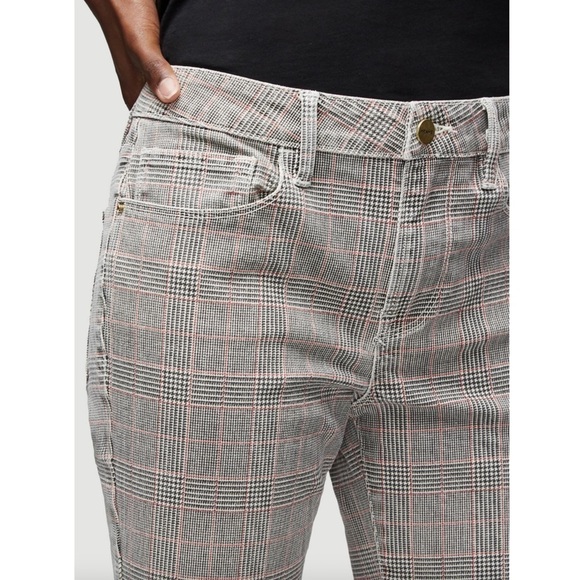 FRAME 90s Houndstooth Plaid Check Denim High Waist Ankle Crop Kick Flare Jean 25 - Picture 7 of 13